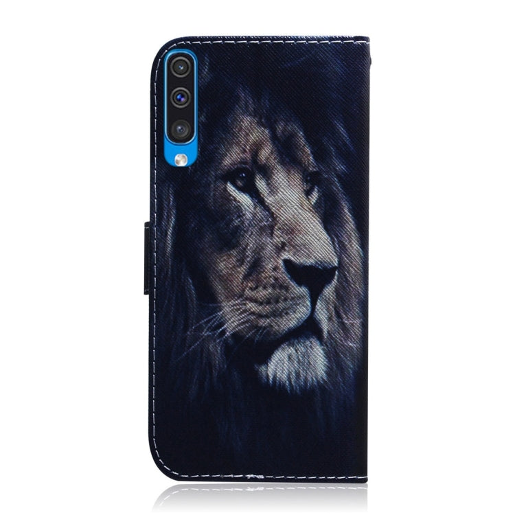 Lion Pattern Coloured Drawing Horizontal Flip Leather Case for Galaxy A50, with Holder & Card Slots & Wallet, For Galaxy A50