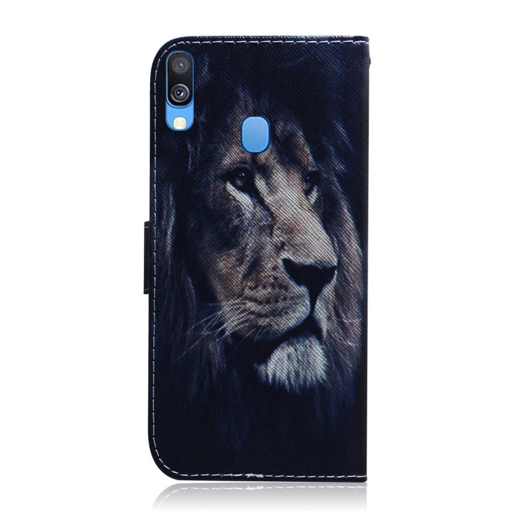 Lion Pattern Coloured Drawing Horizontal Flip Leather Case for Galaxy A40, with Holder & Card Slots & Wallet, For Galaxy A40