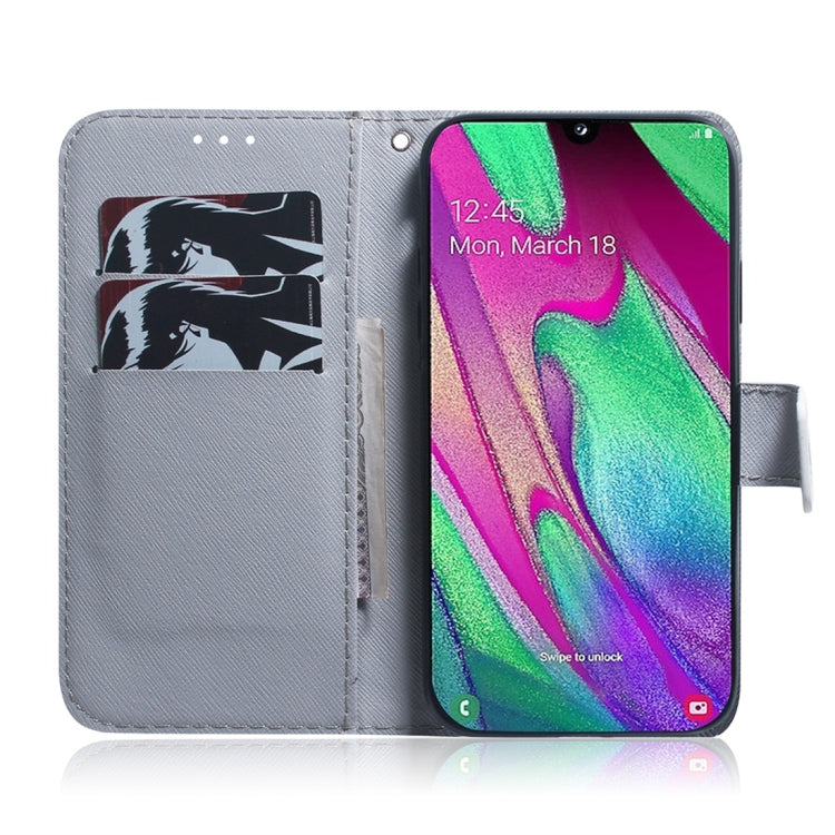 White Wolf Pattern Coloured Drawing Horizontal Flip Leather Case for Galaxy A40, with Holder & Card Slots & Wallet, For Galaxy A40