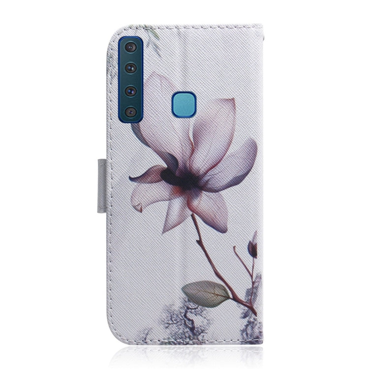 Magnolia Flower Pattern Coloured Drawing Horizontal Flip Leather Case for Galaxy A9 (2018), with Holder & Card Slots & Wallet, For Galaxy A9 (2018)