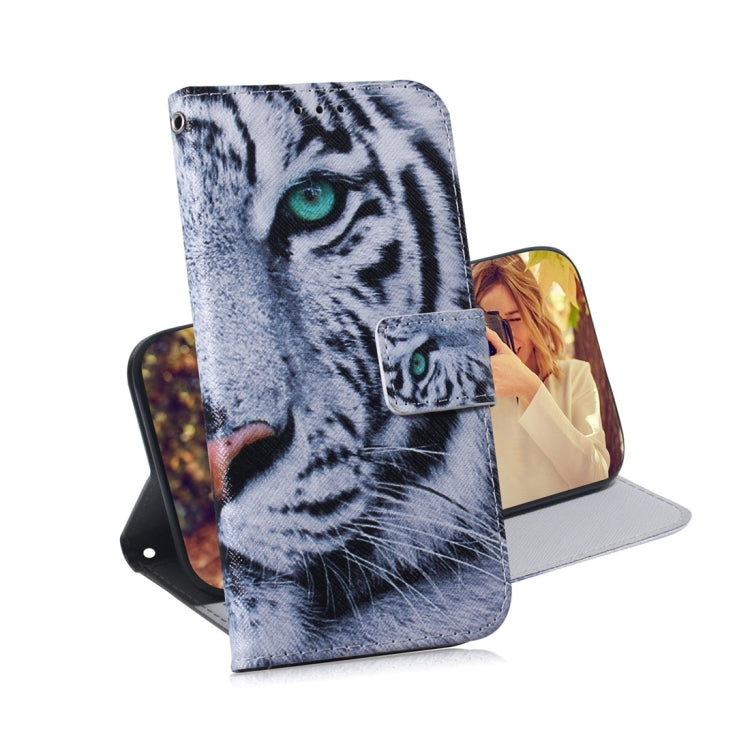 Tiger Pattern Coloured Drawing Horizontal Flip Leather Case for Galaxy A7 (2018) / A750F, with Holder & Card Slots & Wallet, For Galaxy A7 (2018)