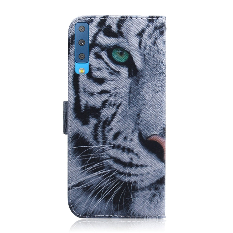 Étui à rabat horizontal en cuir à motif tigre pour Galaxy A7 (2018) / A750F, avec support, emplacements pour cartes et portefeuille. Pour Galaxy A7 (2018)