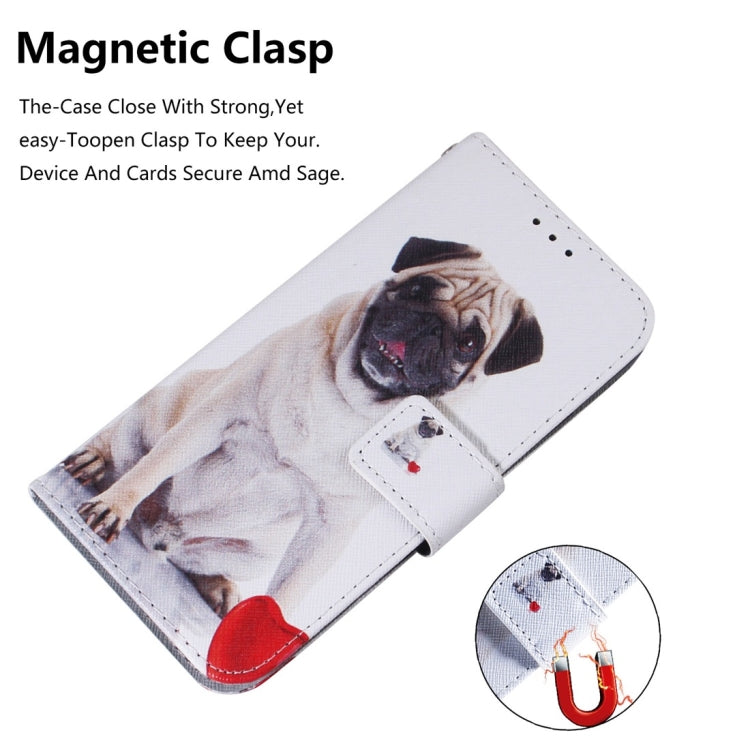 Pug Pattern Coloured Drawing Horizontal Flip Leather Case for Galaxy A7 (2018) / A750F, with Holder & Card Slots & Wallet, For Galaxy A7 (2018)