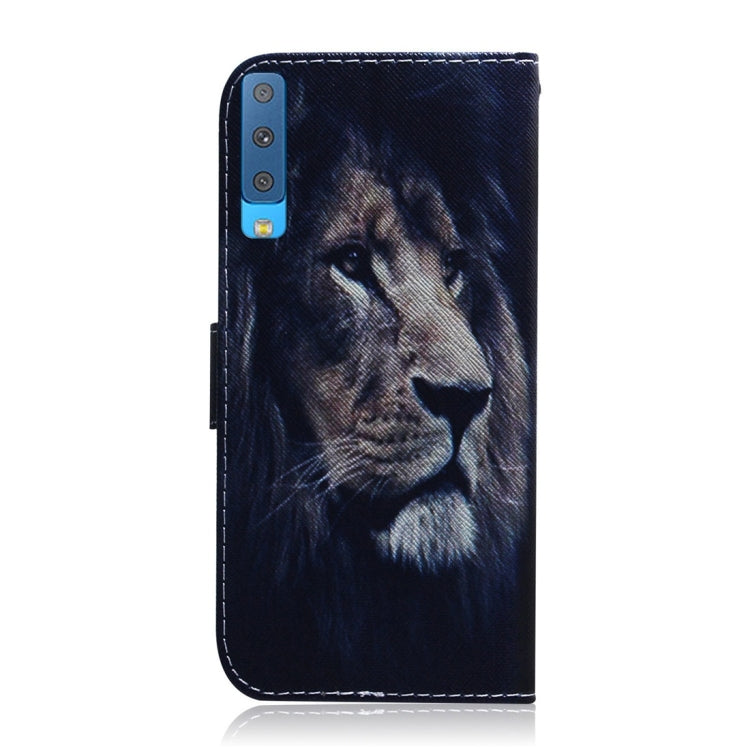 Lion Pattern Coloured Drawing Horizontal Flip Leather Case for Galaxy A7 (2018) / A750F, with Holder & Card Slots & Wallet, For Galaxy A7 (2018)