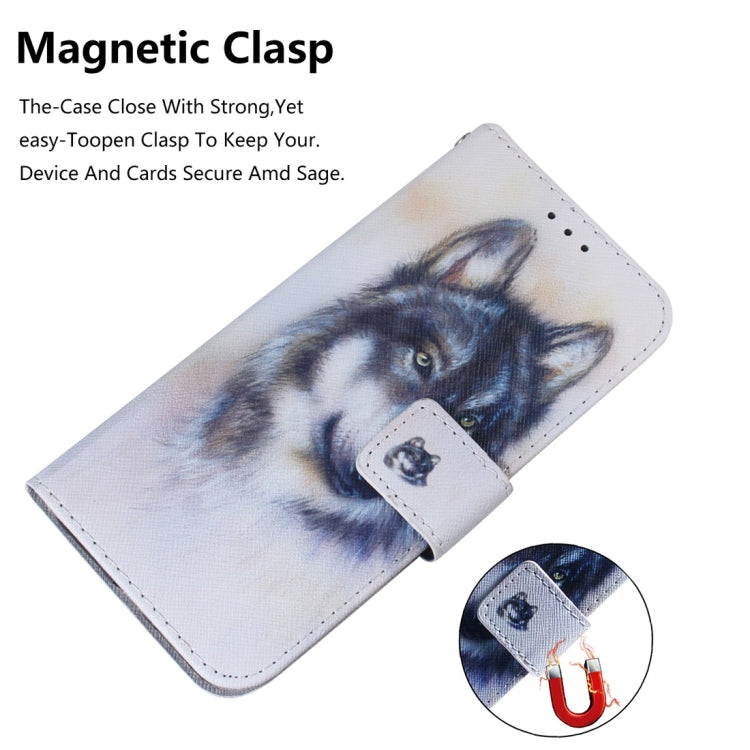 White Wolf Pattern Coloured Drawing Horizontal Flip Leather Case for Galaxy A7 (2018) / A750F, with Holder & Card Slots & Wallet, For Galaxy A7 (2018)