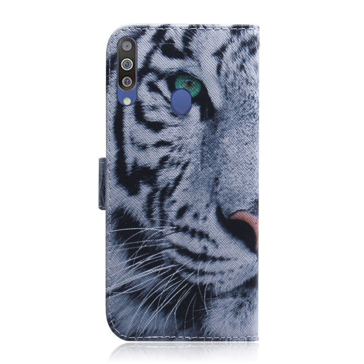 Tiger Pattern Coloured Drawing Horizontal Flip Leather Case for Galaxy M30, with Holder & Card Slots & Wallet, For Galaxy M30