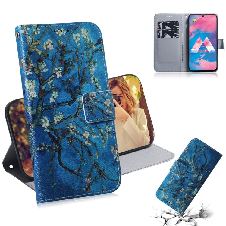 Apricot Flower Pattern Coloured Drawing Horizontal Flip Leather Case for Galaxy M30, with Holder & Card Slots & Wallet, For Galaxy M30