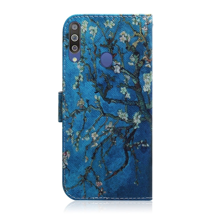 Apricot Flower Pattern Coloured Drawing Horizontal Flip Leather Case for Galaxy M30, with Holder & Card Slots & Wallet, For Galaxy M30