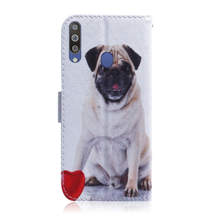 Pug Pattern Coloured Drawing Horizontal Flip Leather Case for Galaxy M30, with Holder & Card Slots & Wallet, For Galaxy M30