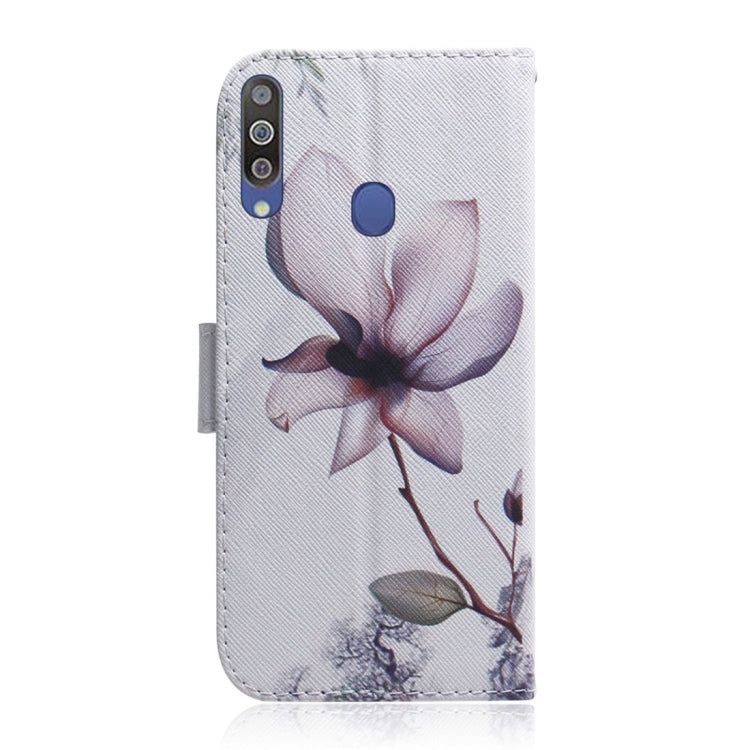 Magnolia Flower Pattern Coloured Drawing Horizontal Flip Leather Case for Galaxy M30, with Holder & Card Slots & Wallet, For Galaxy M30