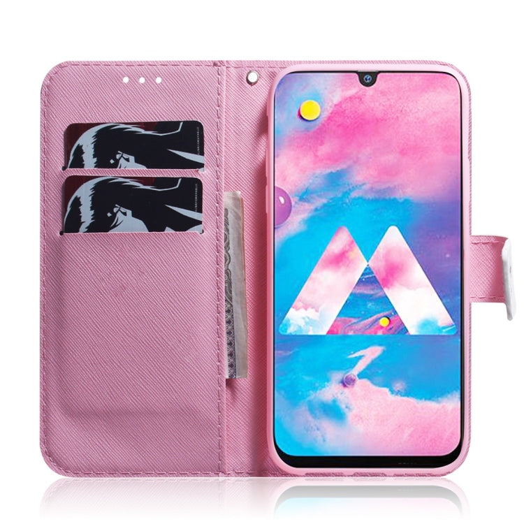Magnolia Flower Pattern Coloured Drawing Horizontal Flip Leather Case for Galaxy M30, with Holder & Card Slots & Wallet, For Galaxy M30