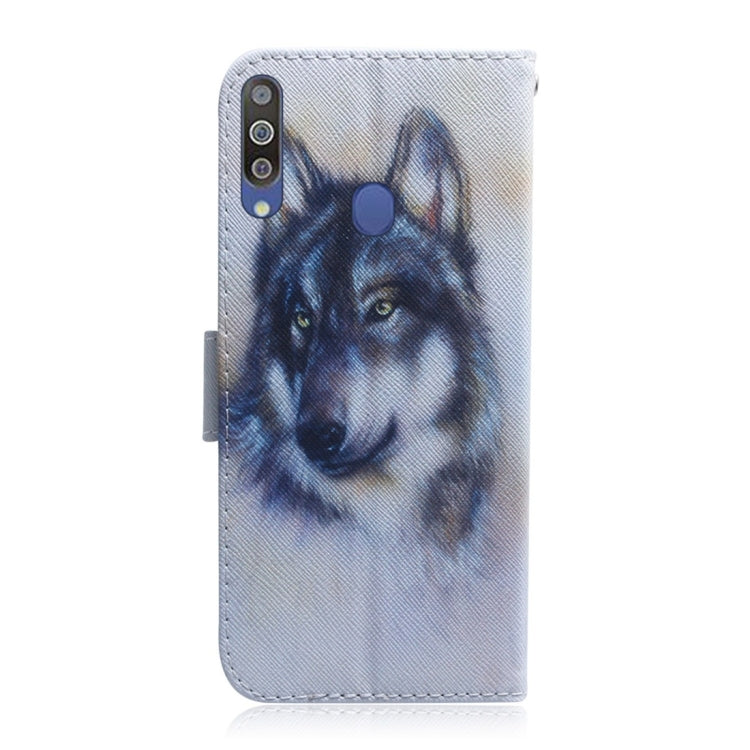 White Wolf Pattern Coloured Drawing Horizontal Flip Leather Case for Galaxy M30, with Holder & Card Slots & Wallet, For Galaxy M30