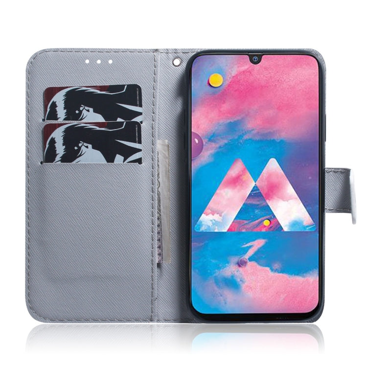 White Wolf Pattern Coloured Drawing Horizontal Flip Leather Case for Galaxy M30, with Holder & Card Slots & Wallet, For Galaxy M30