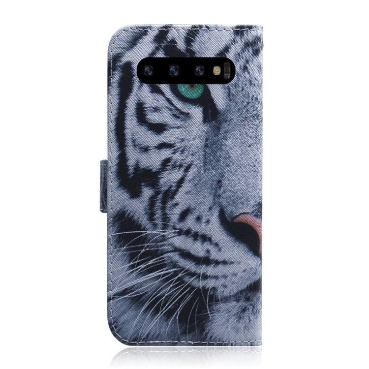 Tiger Pattern Coloured Drawing Horizontal Flip Leather Case for Galaxy S10, with Holder & Card Slots & Wallet, For Samsung Galaxy S10