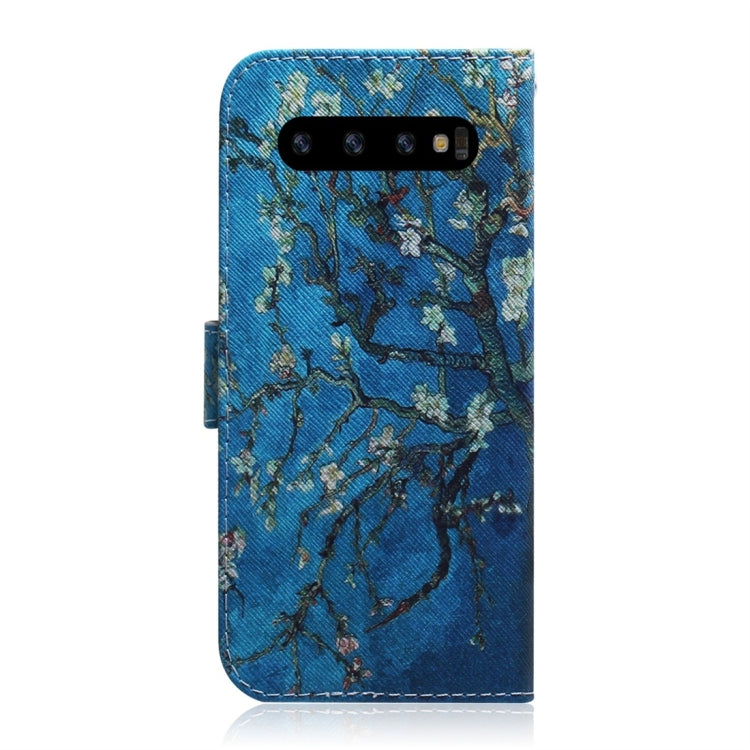 Apricot Flower Pattern Coloured Drawing Horizontal Flip Leather Case for Galaxy S10, with Holder & Card Slots & Wallet, For Samsung Galaxy S10
