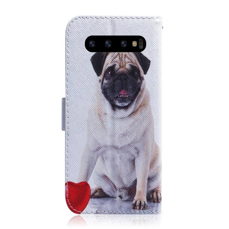 Pug Pattern Coloured Drawing Horizontal Flip Leather Case for Galaxy S10, with Holder & Card Slots & Wallet, For Samsung Galaxy S10
