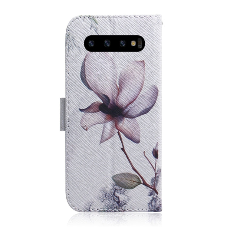 Magnolia Flower Pattern Coloured Drawing Horizontal Flip Leather Case for Galaxy S10, with Holder & Card Slots & Wallet, For Samsung Galaxy S10