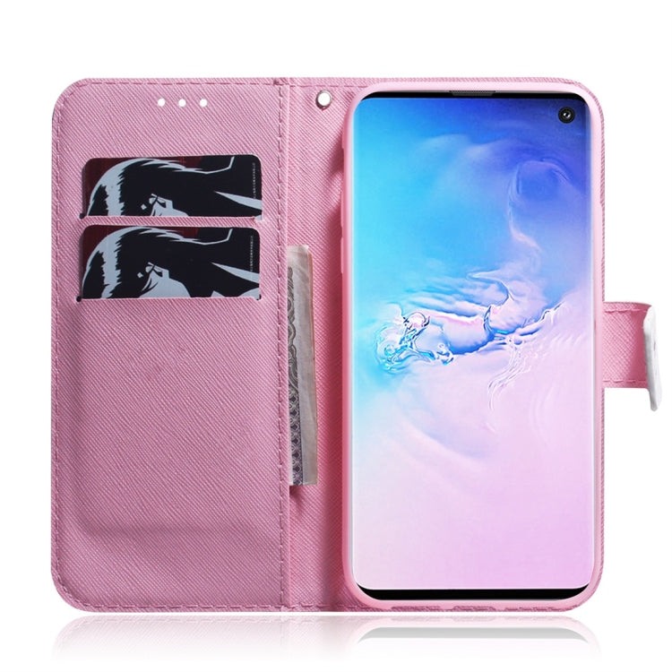 Magnolia Flower Pattern Coloured Drawing Horizontal Flip Leather Case for Galaxy S10, with Holder & Card Slots & Wallet, For Samsung Galaxy S10