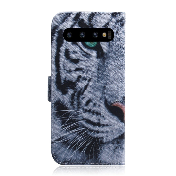 Tiger Pattern Coloured Drawing Horizontal Flip Leather Case for Galaxy S10 Plus, with Holder & Card Slots & Wallet, For Galaxy S10 Plus