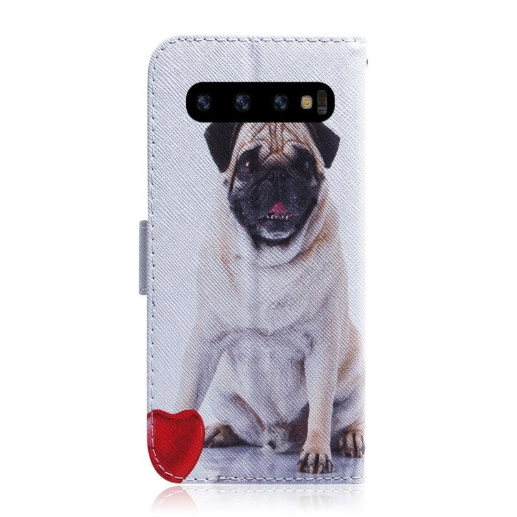 Pug Pattern Coloured Drawing Horizontal Flip Leather Case for Galaxy S10 Plus, with Holder & Card Slots & Wallet, For Galaxy S10 Plus