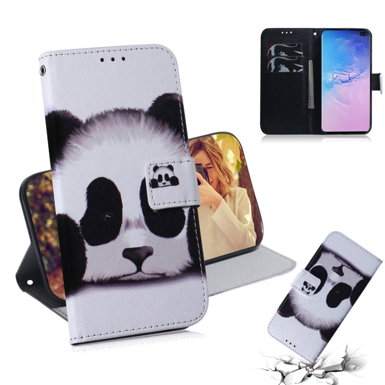Panda Pattern Coloured Drawing Horizontal Flip Leather Case for Galaxy S10 Plus, with Holder & Card Slots & Wallet, For Galaxy S10 Plus