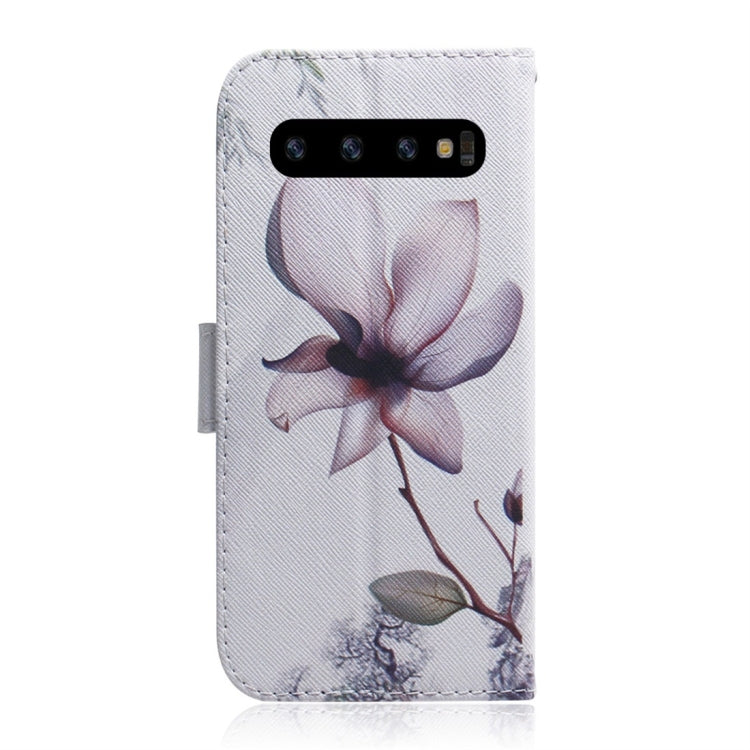 Magnolia Flower Pattern Coloured Drawing Horizontal Flip Leather Case for Galaxy S10 Plus, with Holder & Card Slots & Wallet, For Galaxy S10 Plus