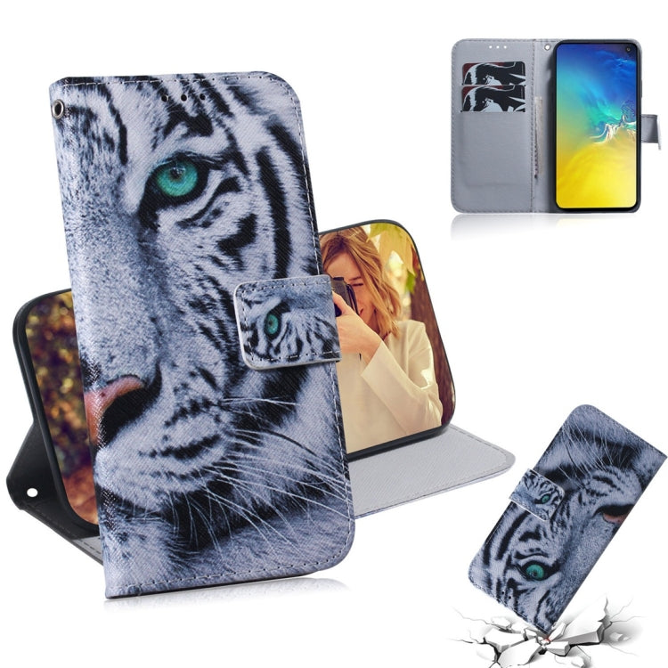 Tiger Pattern Coloured Drawing Horizontal Flip Leather Case for Galaxy S10 E, with Holder & Card Slots & Wallet, For Galaxy S10 E