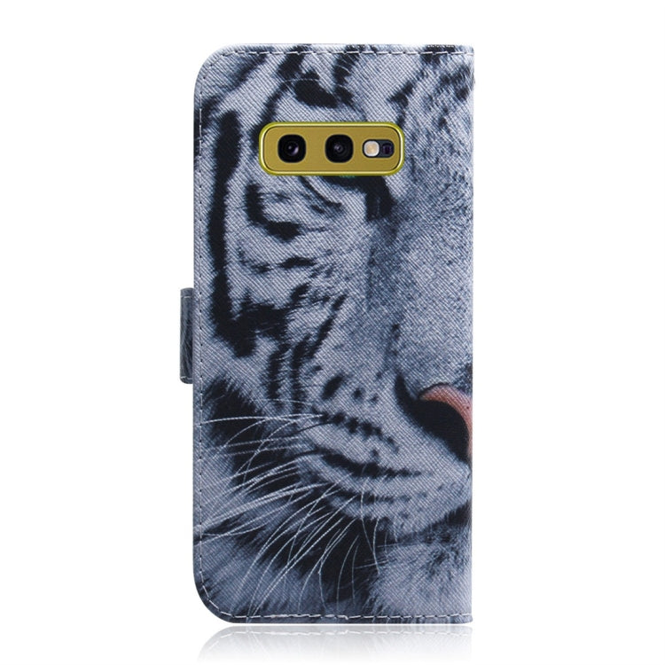 Tiger Pattern Coloured Drawing Horizontal Flip Leather Case for Galaxy S10 E, with Holder & Card Slots & Wallet, For Galaxy S10 E