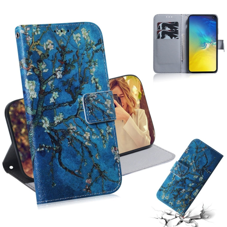Apricot Flower Pattern Coloured Drawing Horizontal Flip Leather Case for Galaxy S10 E, with Holder & Card Slots & Wallet, For Galaxy S10 E