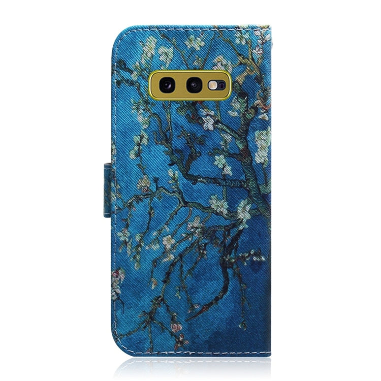Apricot Flower Pattern Coloured Drawing Horizontal Flip Leather Case for Galaxy S10 E, with Holder & Card Slots & Wallet, For Galaxy S10 E
