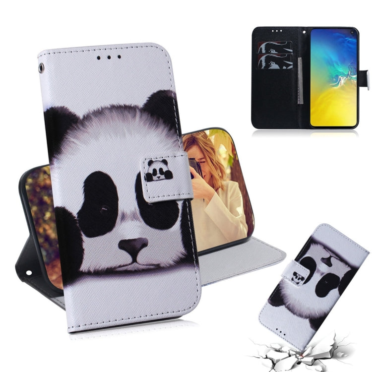 Panda Pattern Coloured Drawing Horizontal Flip Leather Case for Galaxy S10 E, with Holder & Card Slots & Wallet, For Galaxy S10 E