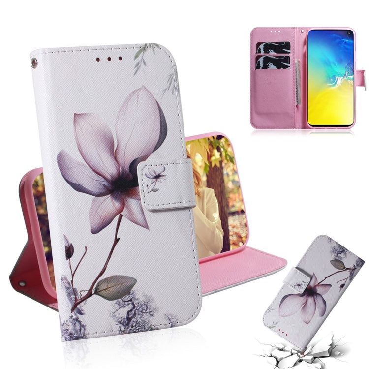 Magnolia Flower Pattern Coloured Drawing Horizontal Flip Leather Case for Galaxy S10 E, with Holder & Card Slots & Wallet, For Galaxy S10 E