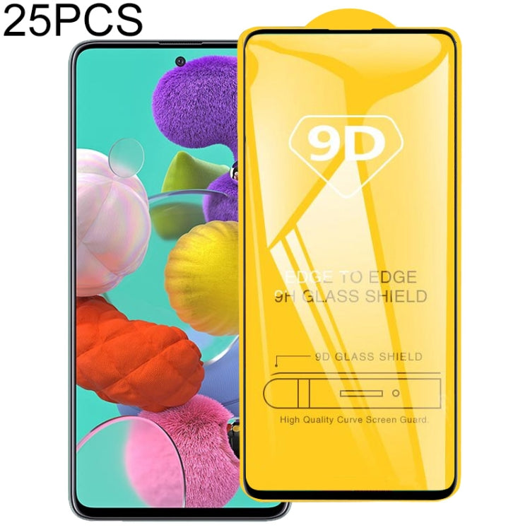 25 PCS For Galaxy A51 9D Full Glue Full Screen Tempered Glass Film, For Galaxy A51 (25 PCS)