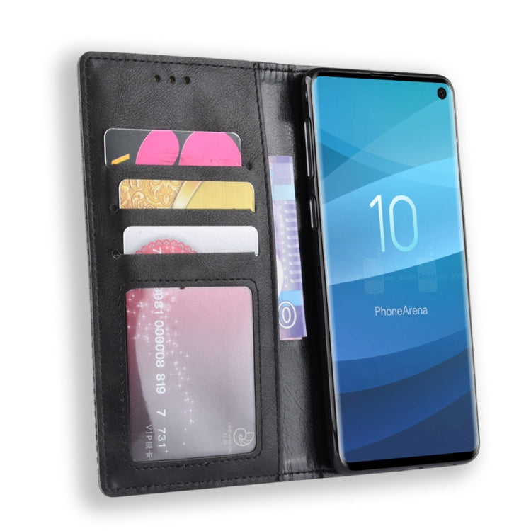 Magnetic Buckle Retro Texture Horizontal Flip Leather Case for Galaxy S10, with Holder & Card Slots & Wallet, For Galaxy S10