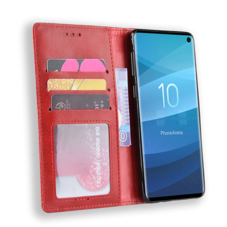 Magnetic Buckle Retro Texture Horizontal Flip Leather Case for Galaxy S10, with Holder & Card Slots & Wallet, For Galaxy S10