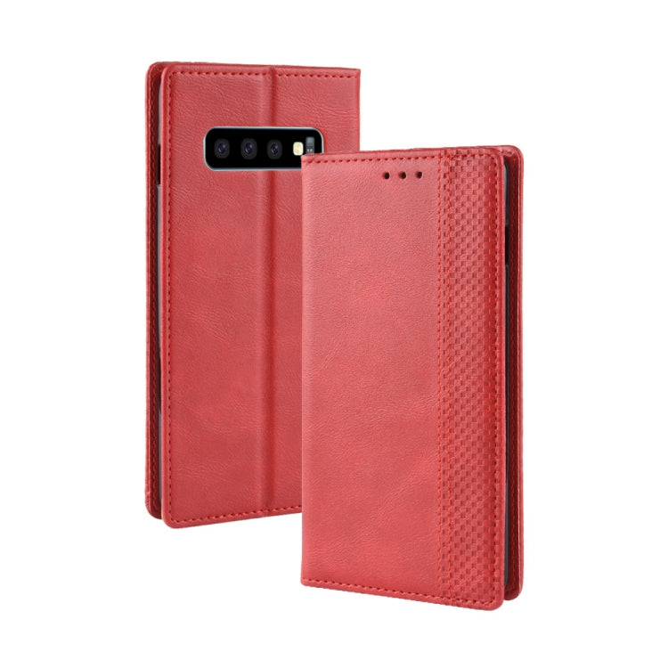 Magnetic Buckle Retro Texture Horizontal Flip Leather Case for Galaxy S10, with Holder & Card Slots & Wallet, For Galaxy S10