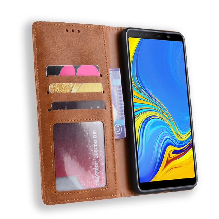 Magnetic Buckle Retro Texture Horizontal Flip Leather Case for Galaxy A7 (2018), with Holder & Card Slots & Wallet, For Galaxy A7 (2018)