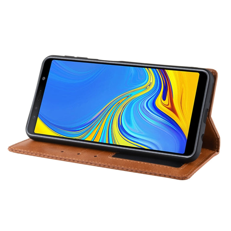 Magnetic Buckle Retro Texture Horizontal Flip Leather Case for Galaxy A7 (2018), with Holder & Card Slots & Wallet, For Galaxy A7 (2018)