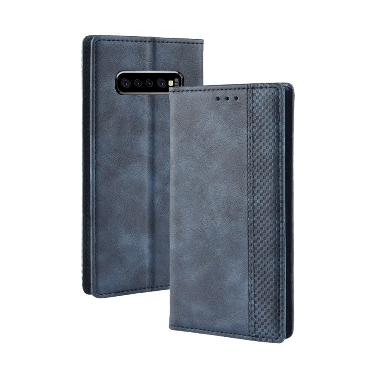 Magnetic Buckle Retro Texture Horizontal Flip Leather Case for Galaxy S10+, with Holder & Card Slots & Wallet, For Galaxy S10+