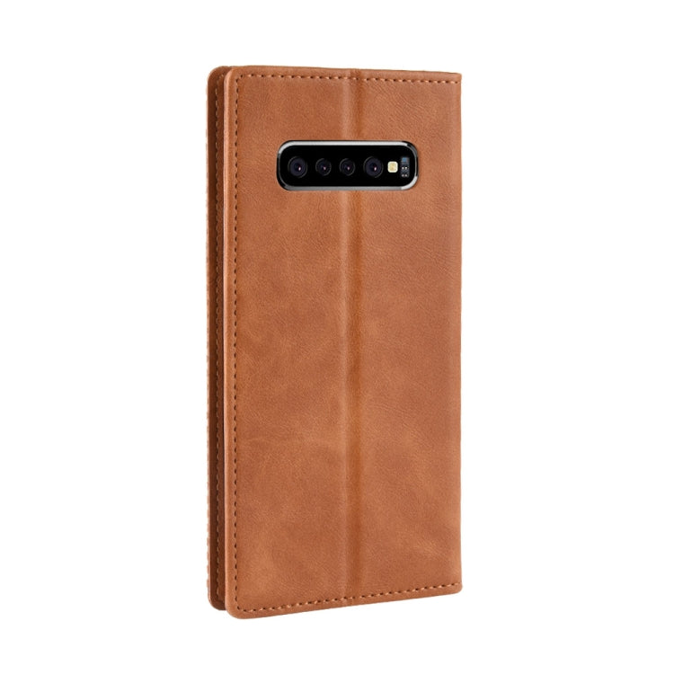Magnetic Buckle Retro Texture Horizontal Flip Leather Case for Galaxy S10+, with Holder & Card Slots & Wallet, For Galaxy S10+