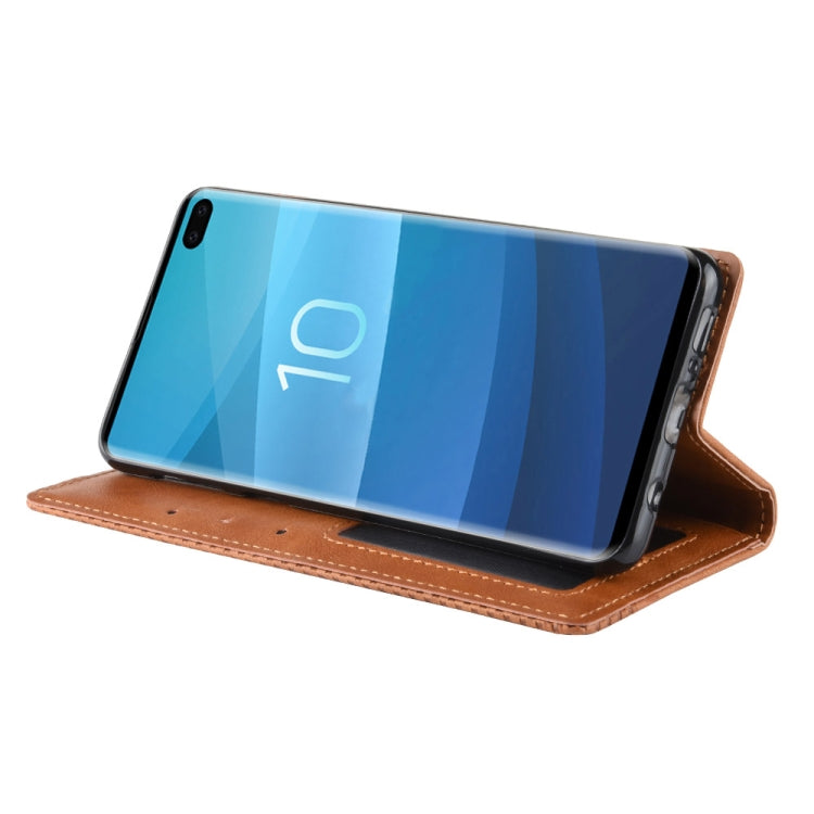 Magnetic Buckle Retro Texture Horizontal Flip Leather Case for Galaxy S10+, with Holder & Card Slots & Wallet, For Galaxy S10+