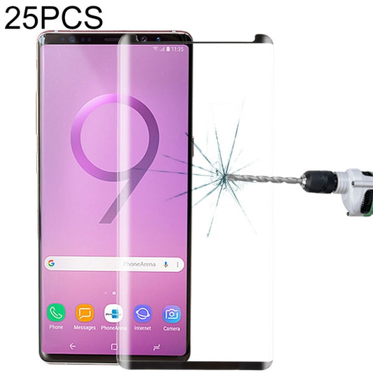 25-pack tempered glass screen protectors for Galaxy Note 9 with edge glue adhesive