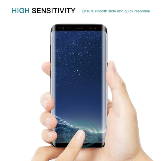 Galaxy S8 G950 protective glass in-use demonstrating clarity and touch responsiveness