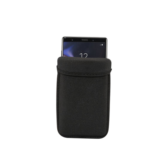 Neoprene phone pouch in-use carrying Galaxy S20 Ultra safely in pocket or bag