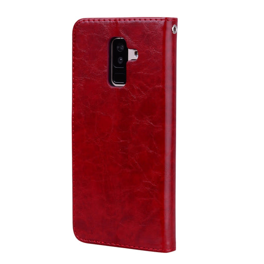 Premium oil wax texture leather case Samsung Galaxy A6 Plus with integrated card slot storage