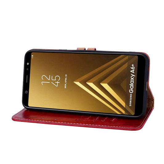 Business leather flip case Galaxy A6 Plus 2018 back cover with protective oil wax finish