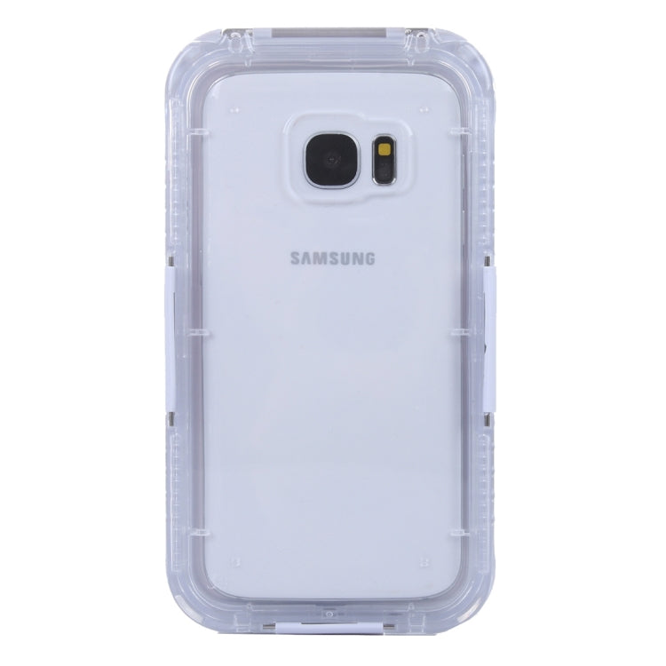 For Galaxy S7 / G930 IPX8 Plastic + Silicone Transparent Waterproof Protective Case with Lanyard