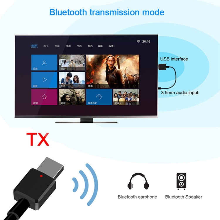 Bluetooth5.0  Audio Receiver USB Bluetooth Adapter Bluetooth Transmitter Support Win8/10, ZF169