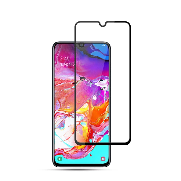 mocolo 0.33mm 9H 2.5D Full Glue Silk Print Tempered Glass Film for Galaxy A70, Support Fingerprint Unlock(Black), For Galaxy A70
