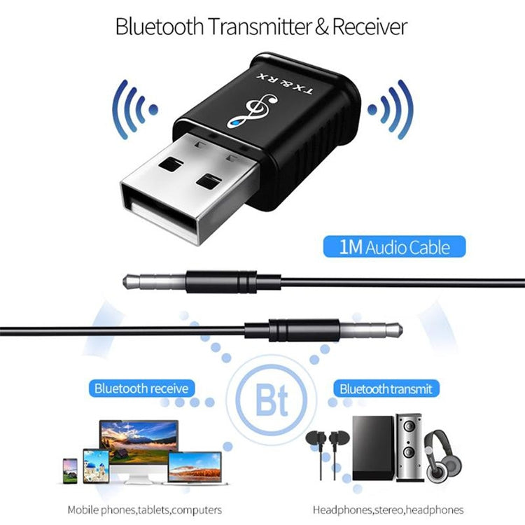 MSD168 2 in 1 Bluetooth Transmitter Receiver Mini 3.5mm AUX Stereo Wireless Bluetooth 5.0 Adapter For Car TV PC MP3
